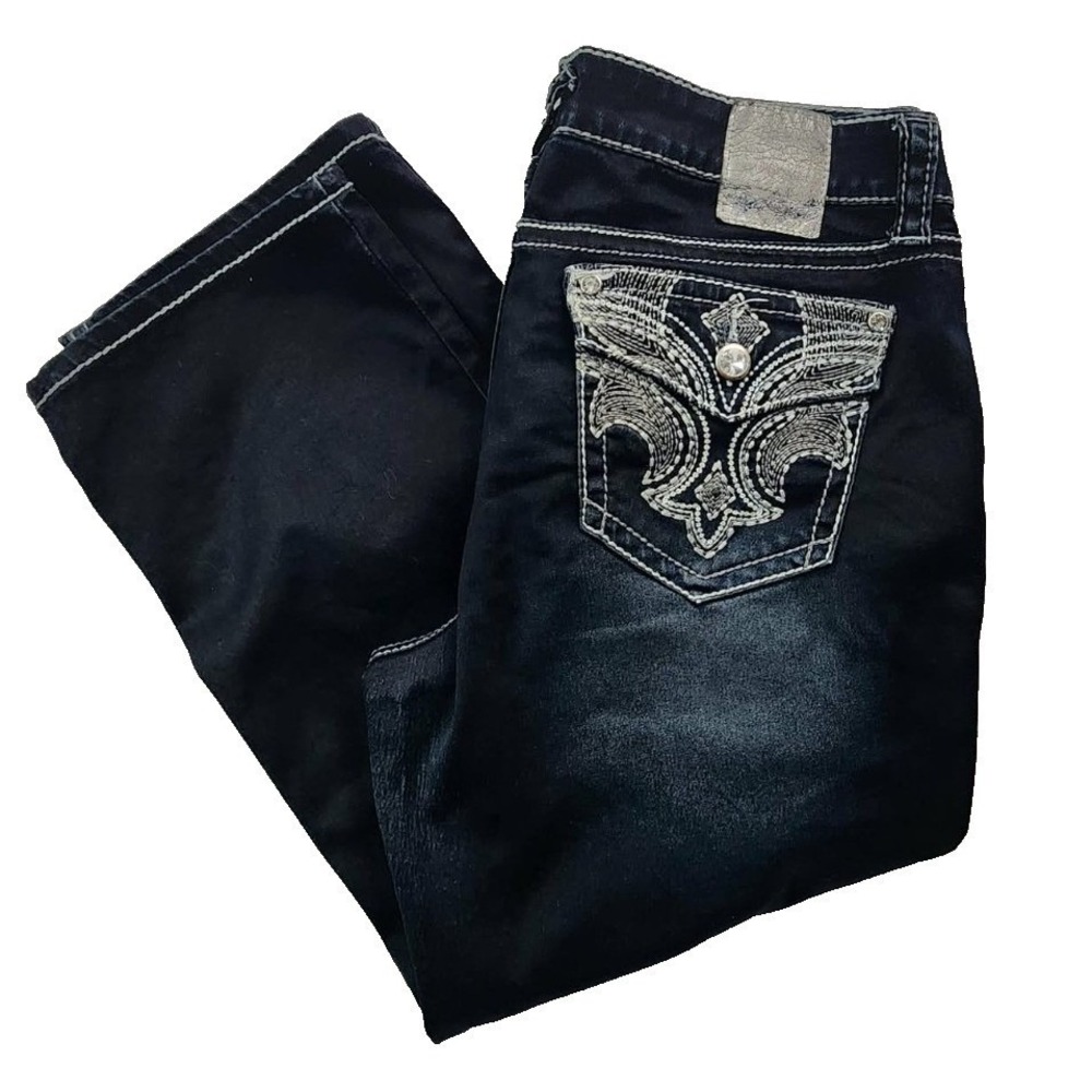 Hydraulic Gramercy Dark Wash Embroidered Flap Pocket Denim Capris Size 13/14